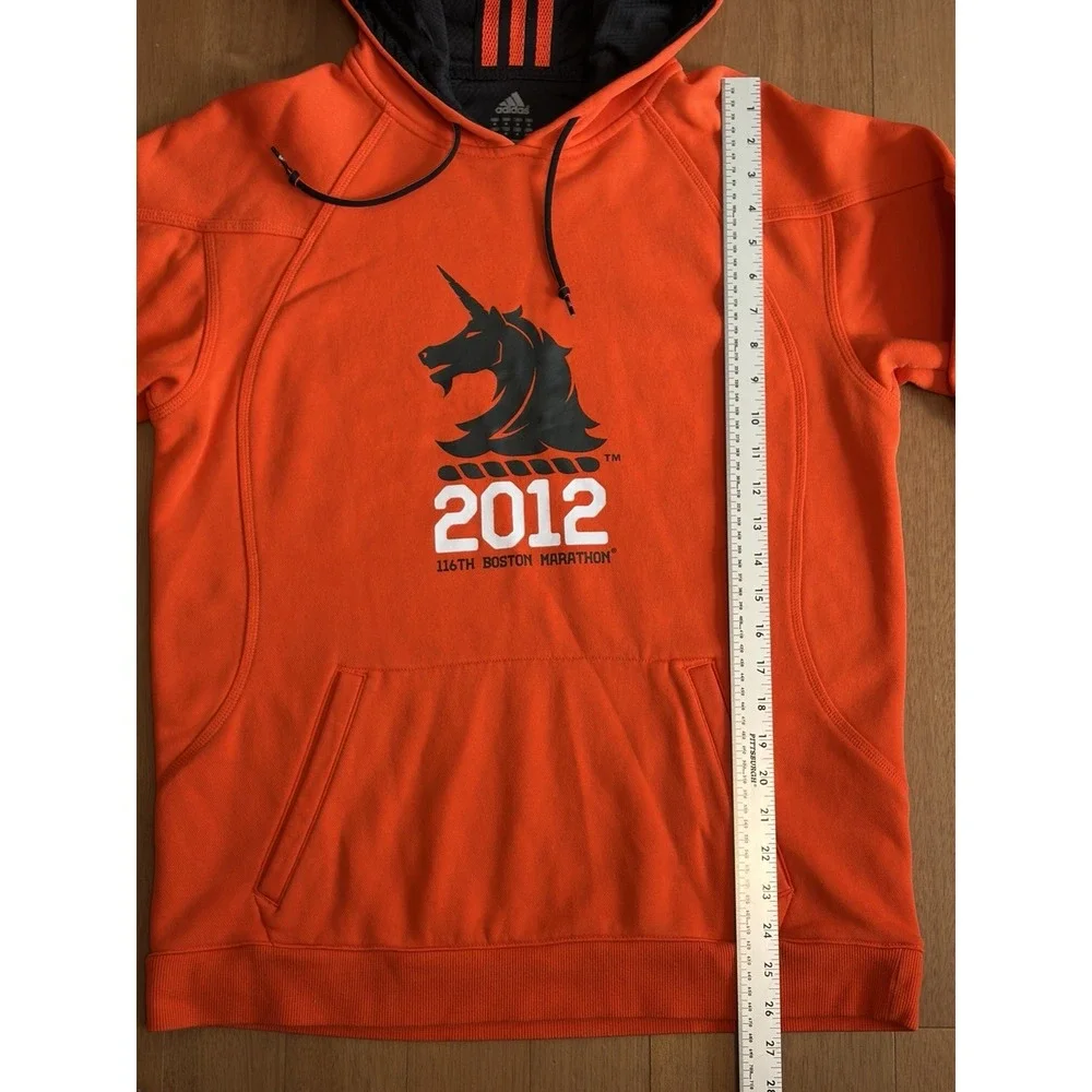 Adidas Running Hoodie Medium Mens Orange 116th Boston Marathon 2012 High Vis EUC